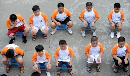 Summer camp kids sweat weight off