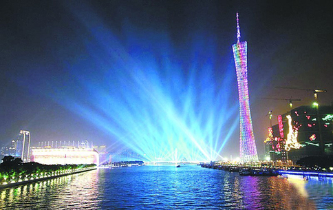 珠江兩岸流光溢彩 廣州披上亞運(yùn)“晚裝”