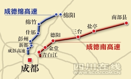 2012年成德南、成德綿高速通車