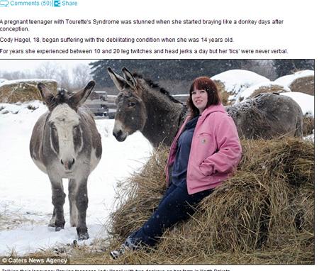 一女子懷孕引發(fā)“怪病” 每天學(xué)驢叫30多次