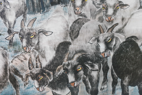 濟(jì)南趵突泉公園舉行謝君“百羊開泰”畫展