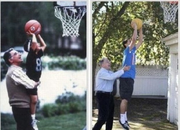 今昔對(duì)比“穿越”照：多年后愛(ài)依然濃、姿勢(shì)依然“銷魂”