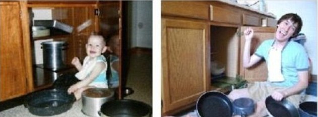 今昔對(duì)比“穿越”照：多年后愛(ài)依然濃、姿勢(shì)依然“銷魂”