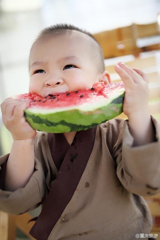 2歲萌娃吆喝自家西瓜 這個“瓜娃子”要火?。ńM圖）