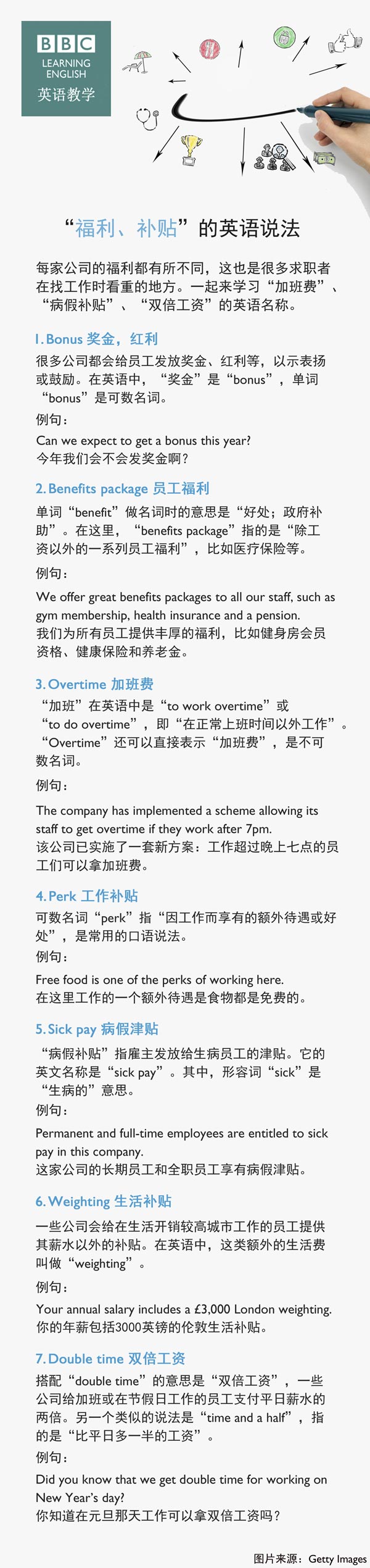 “福利、補(bǔ)貼”的英語(yǔ)說(shuō)法