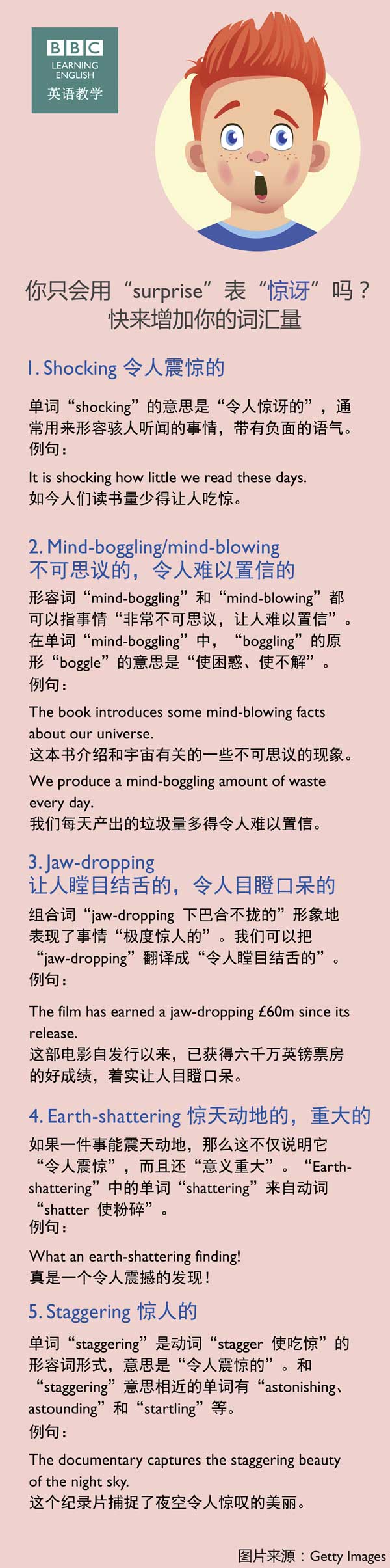 你只會(huì)用“surprise”表“驚訝”嗎？快來增加你的詞匯量