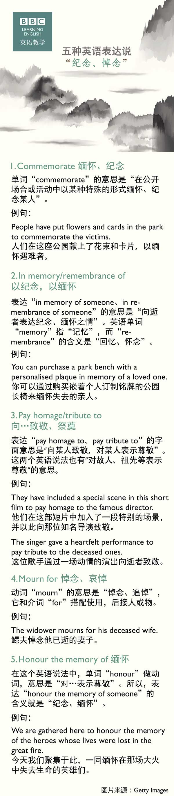 五種英語(yǔ)表達(dá)說(shuō)“紀(jì)念、悼念”